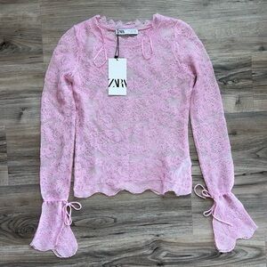 Zara Pink Lace Women's Top